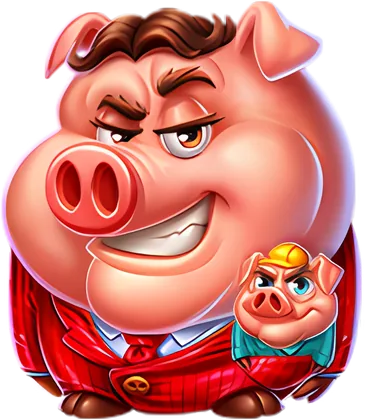 Cerdito con traje rojo en Huff N' More Puff